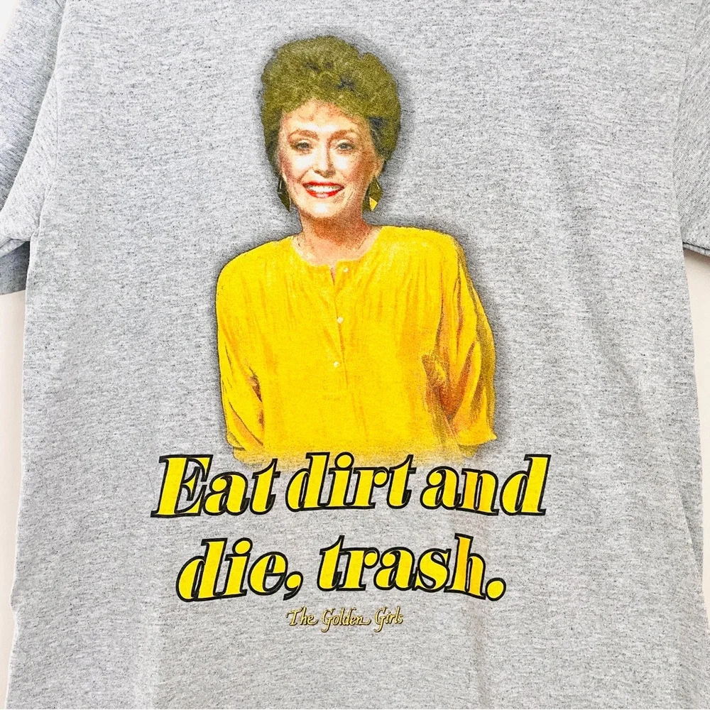 Spencer's The Golden Girls Graphic Tee Small Blanche Light Gray Eat Dirt And Die - Picture 3 of 6